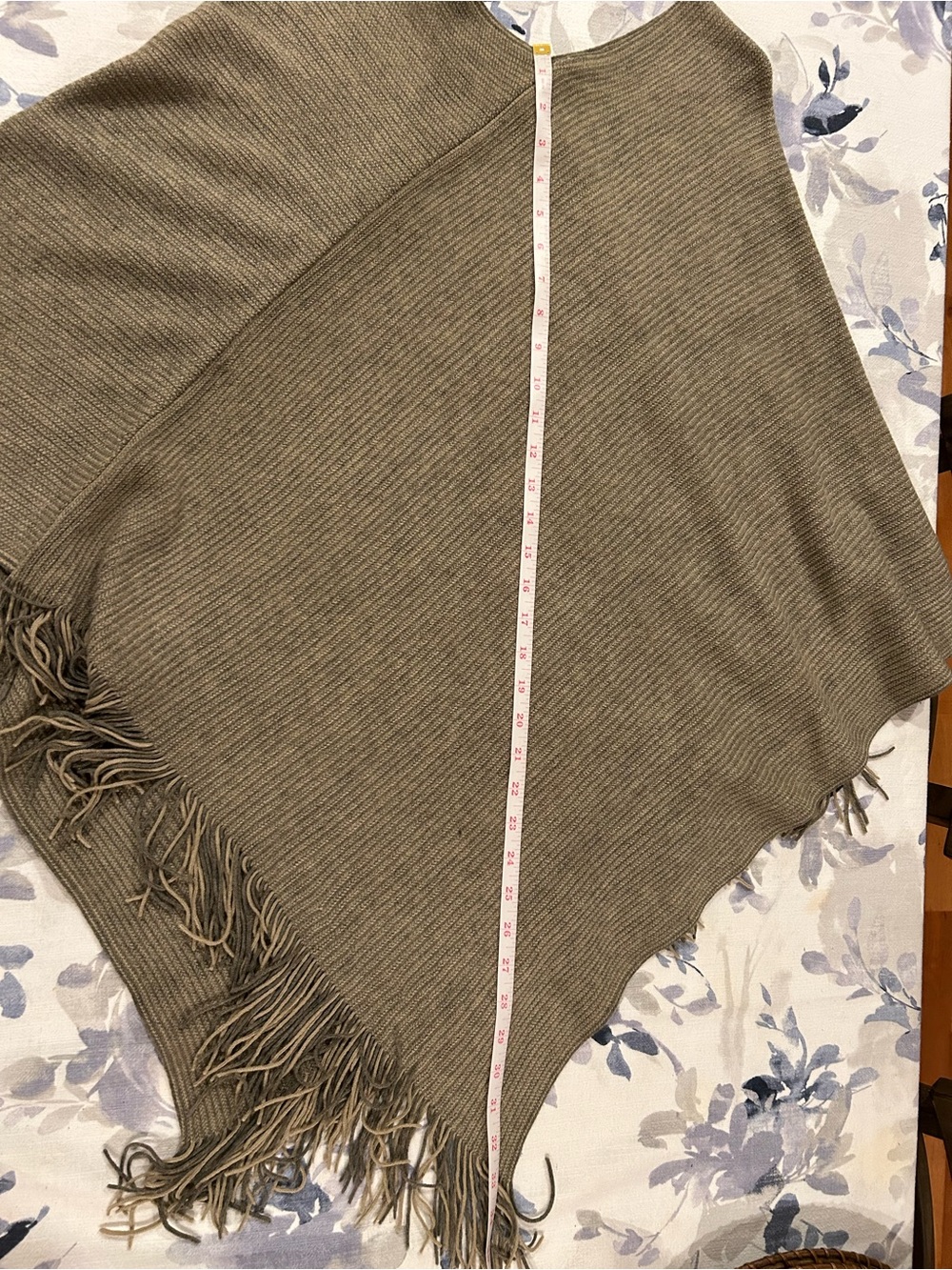 Steve Madden Olive Fringe Knit Poncho - Picture 6 of 7